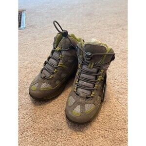Lands' End Hiking Shoes Boy's Size 10M Gray&green Suede Drawstring NWT